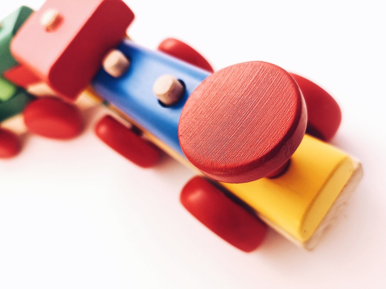 Colorful Train Kids Wooden Activity Birch Gift Toddler Baby Game Eco-Friendly Natural