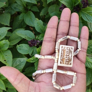Shree Radhe Handmade tulsi necklace - hare krishna kanthi mala, Radhe-Radhe locket,Radha Krishna Tulsi Tulasi Kanthi Necklace