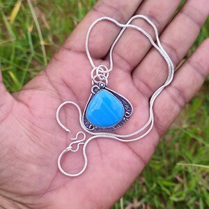 Handgemaakte sterlingzilveren Blue Ridge turkoois hanger ketting
