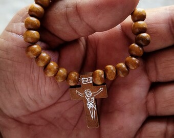 Handmade Wooden Rosary Bracelet: Christian Prayer Beads