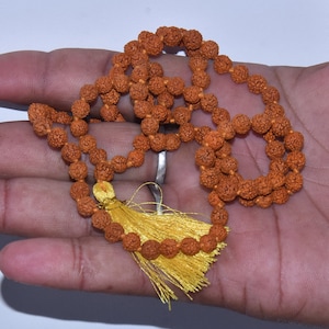 Natural Rudraksha Mala: 5 Mukhi Shiva Seed Japa Mala