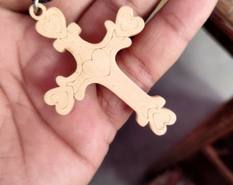 Handmade Olive Wood Cross Necklace: Religious Gift from Holy Land