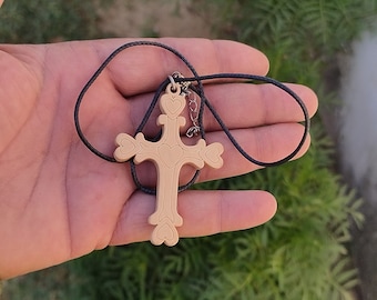 Handmade Wooden Cross Necklace: Comfort Cross from Holy Land
