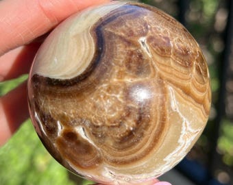 Chocolate Calcite Sphere 317g/44mm, Calcite, Natural Chocolate Calcite, Polished Chocolate Calcite, Calcite Sphere