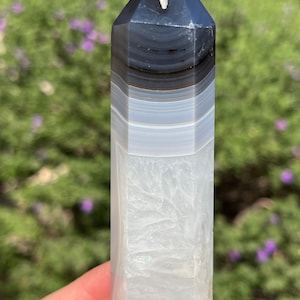 Grey Banded Agate Tower 199g, Banded Agate Stone, Polished Agate Tower, Natural Agate Tower, Crystal Agate Tower