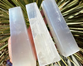 1.1lb Selenite Obelisk 6” Tall, Polished Selenite, Selenite Carving, Satin Spar, Natural Selenite, Selenite Tower, Gypsum