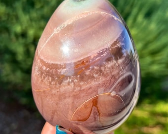 1.6lb Eggplant Polychrome Jasper Egg w/Stand
