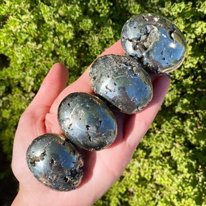 You Choose*Pyrite Palmstones, Fools Gold, Gold Pyrite Crystal Palmstone, Gold Pocket Stone Crystal, Plus FREE Pocket Stones!