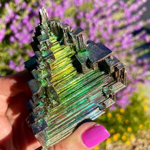 Rainbow Bismuth Crystal 197g, Bismuth Crystal Lab-Grown, Man-Made 