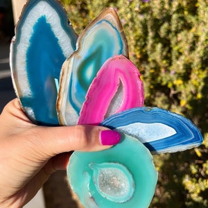 You Choose*Druzy Agate Geode Slice Set, Geode Slice Bundle, Agate Slice, Geode Agate Slab, Dyed Agate Slice, Home Decor, Crystal Gift
