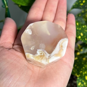 Mini Flower Agate Bowl 90g, Flower Agate Dish, Crystal Trinket Dish, Jewelry Tray, Sphere Stand, Plus FREE Pocket Stones!