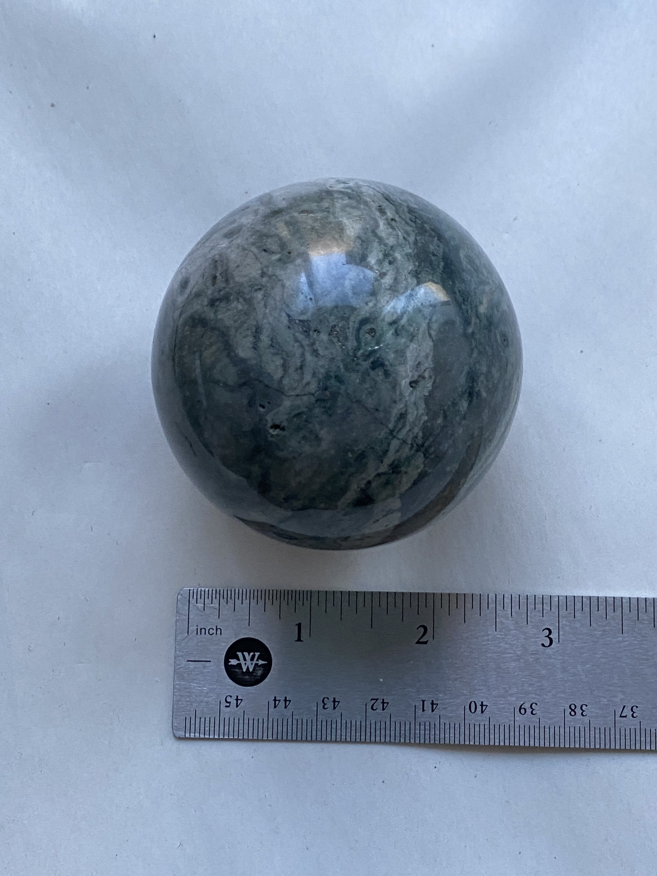 68 mm グリーン オーシャン ジャスパー スフィア (スタンド付き) 446g