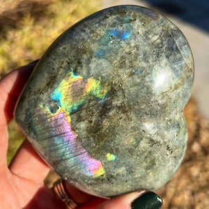 Rainbow Labradorite Heart 380g,High Flash Labradorite, Labradorite Worry Stone, Pocket Stone, Plus FREE Pocket Stones!