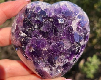 Amethyst Heart Carving 257g, Natural Amethyst, Polished Amethyst, Amethyst Heart, Amethyst Druzy, Crystal Heart
