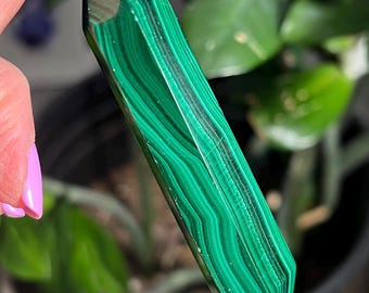 Double Terminted Malachite Wand 67g, Polished Malachite, Natural Malachite, Malachite Wand