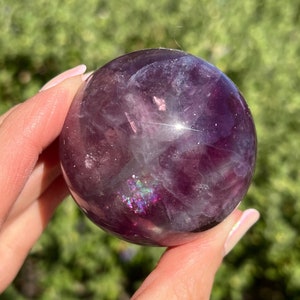 Purple Fluorite Sphere w/stand 254g/53mm, Crystal Sphere, Fluorite Carving, Fluorite Sphere, Purple Fluorite, Fluorite Crystal Ball