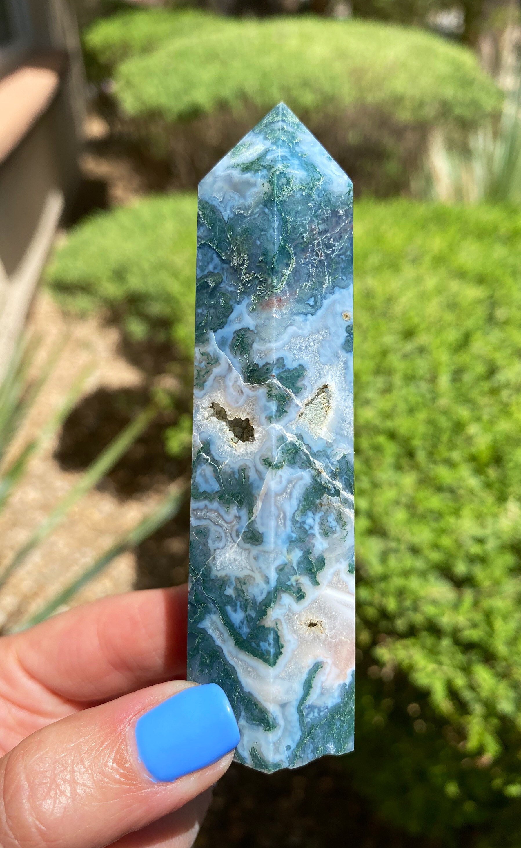 Moss Agate Tower 120g | Etsy