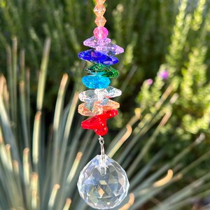 Chakra Rainbow Crystal Sun Catcher, Prism Sun Catcher, Sun Catcher for Window, Boho Room Decor, Crystal Ornament, Rainbow Sun Catcher