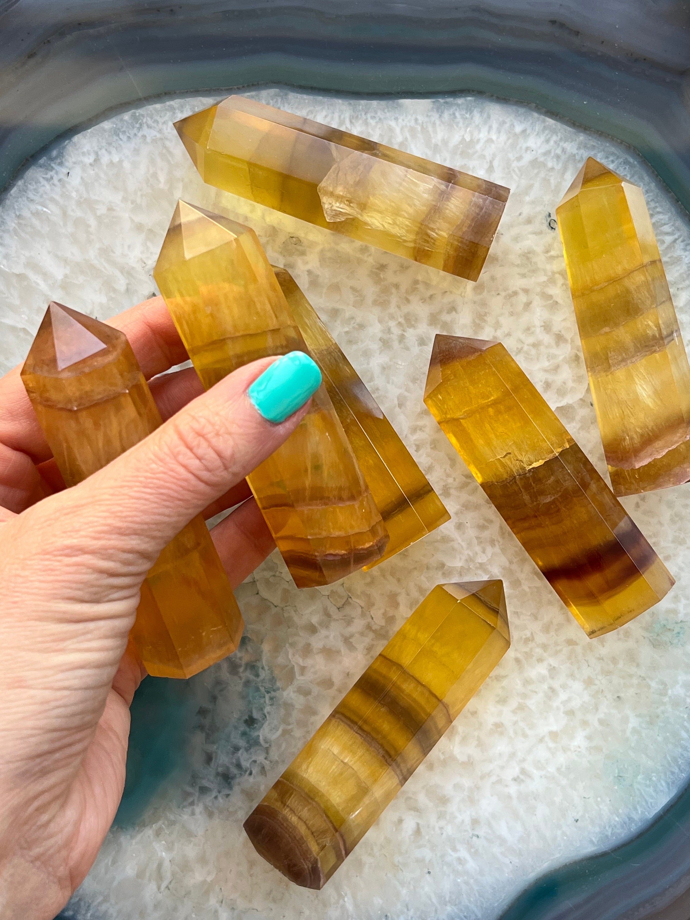 Yellow Fluorite Tower, Golden Fluorite Point, Fluorite Crystal Tower, Plus FREE Pocket Stones!