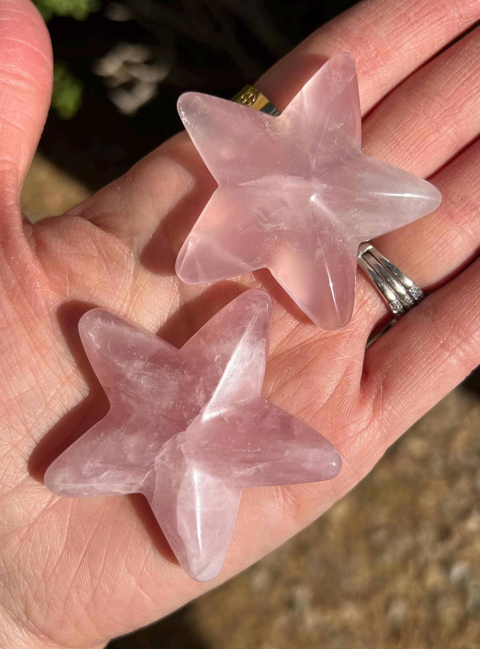 ピンクのローズクォーツの星（2）、ローズクォーツ、クリスタルの星の