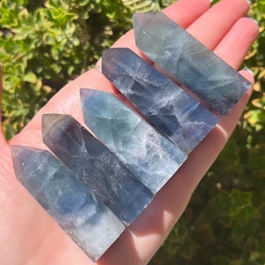Du hast die Wahl*Blauer Fluorit Turm, Fluorit Turm, Blauer Fluorit, Blauer Fluorit Spitze, Regenbogen Fluorit, Blauer Fluorit Poliert