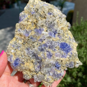 1.3lb Pyrite on Blue Fluorite Cluster