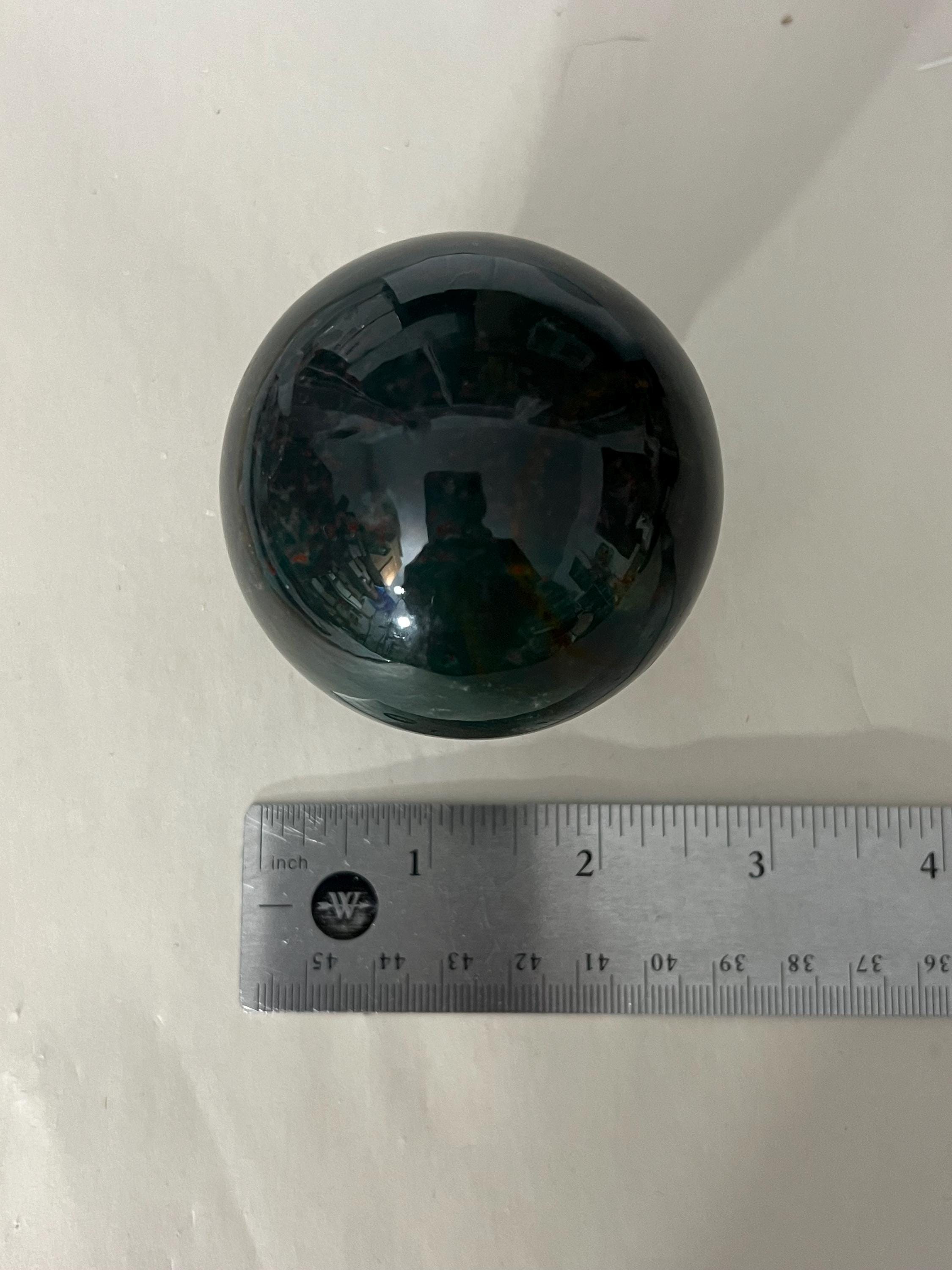 グリーン オーシャン/シー ジャスパー スフィア スタンド付き 63 mm