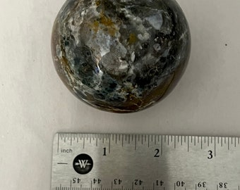 62 mm オーシャン ジャスパー スフィア (スタンド付き) 330g、シー