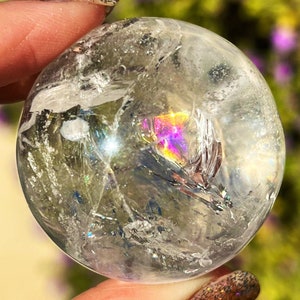 32mm Crystal Quartz Clear Rainbow Sphere w/stand 110g, Clear Quartz Sphere, Quartz Sphere, Clear Quartz, Polished Quartz, Crystal Ball