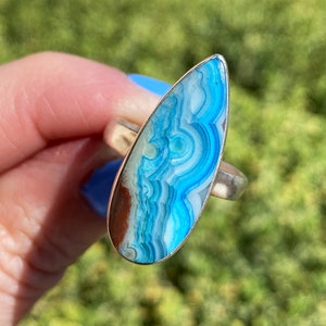 Dyed Crazy Lace Agate Ring Size 6.75