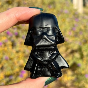 Black Obsidian Darth Vader Carving 90g, Star Wars Crystal, Darth Vader Crystal Figurine, Plus FREE Pocket Stones!
