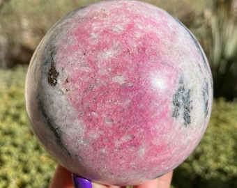 Pink Cobaltoan Calcite Sphere 1.9lb w/Stand 77mm, Cobaltoan Calcite, Cobalto Calcite Sphere, Natural Cobaltoan Calcite