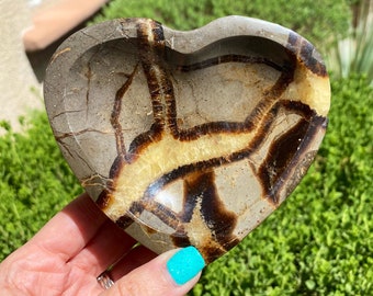 UV Reactive Septarian Heart Dragon Bowl 1.6lb, Septarian Dragon Bowl, Dragon Stone Crystal, UV Reactive Mineral, Natural Dragon Stone