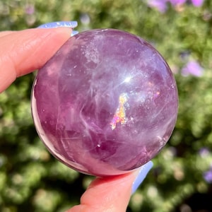 Purple Fluorite Sphere w/stand 270g/54mm, Crystal Sphere, Fluorite Carving, Fluorite Sphere, Purple Fluorite, Fluorite Crystal Ball
