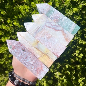 You Choose*Pastel Ocean Jasper Towers, Sea Jasper Tower, Ocean Jasper Point, Rainbow Jasper Tower, Plus FREE Pocket Stones!