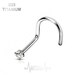 Titanium Nose Stud, 18G & 20G, Corkscrew Bend, 2mm Prong Set, Cubic Zirconia, Clear Diamond Gem - Vital Body Jewelry 