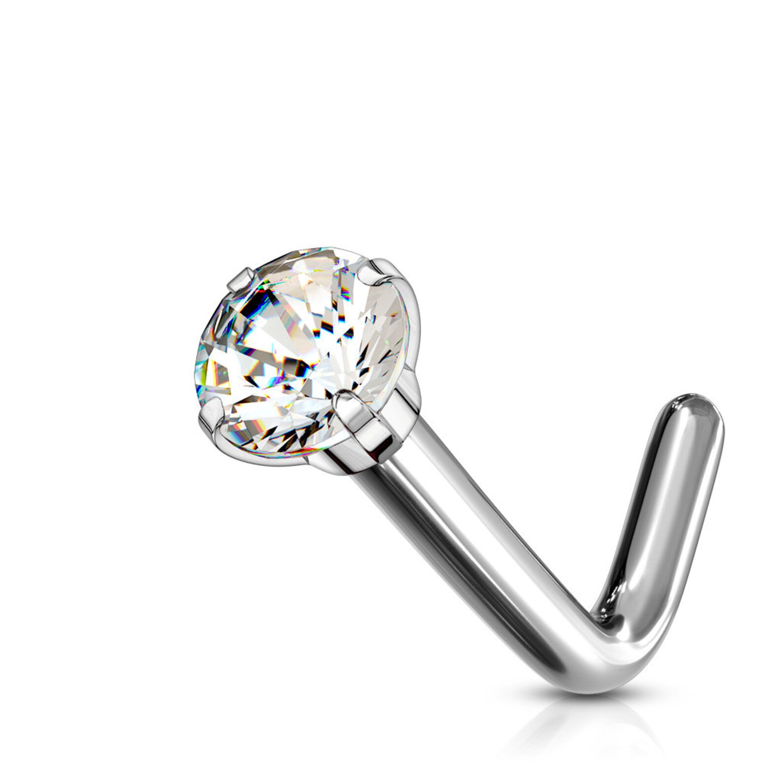 Titanium Nose Ring Stud 3mm & 2mm ProngSet Cubic Zirconia Etsy