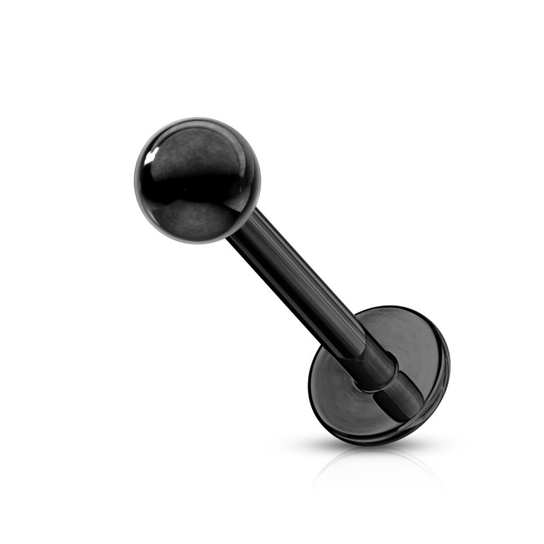 Surgical Steel Black, Labret, 16G, Lip Stud, 3mm Ball End, Externally