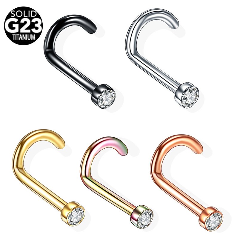 Titanium Nose Screw Stud 18G 2mm Cubic Zirconia Clear - Etsy