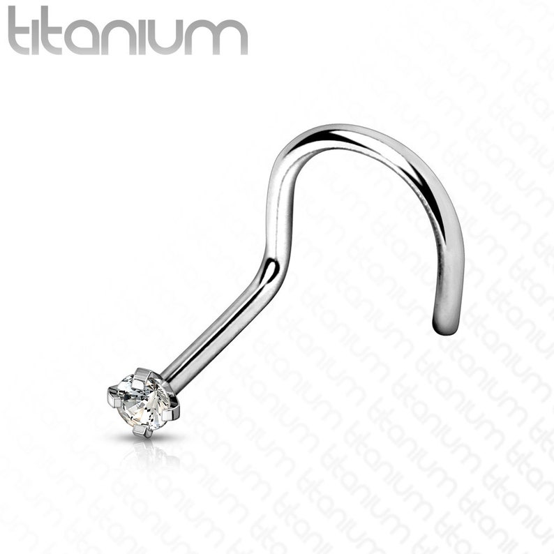 Titanium Nose Stud 18G & 20G Corkscrew Bend 2mm Prong Set Etsy