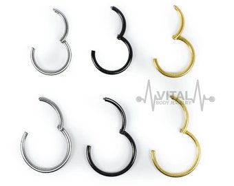 Titanium • Nose Ring, 18G, Septum Ring, Earring, Seamless, Segment Hinged Hoop • Vital Body Jewelry