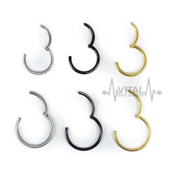 Steel Titanium Seamless Hoop Ring Lip Nose Ear Body Bar Jewelry UK Seller 