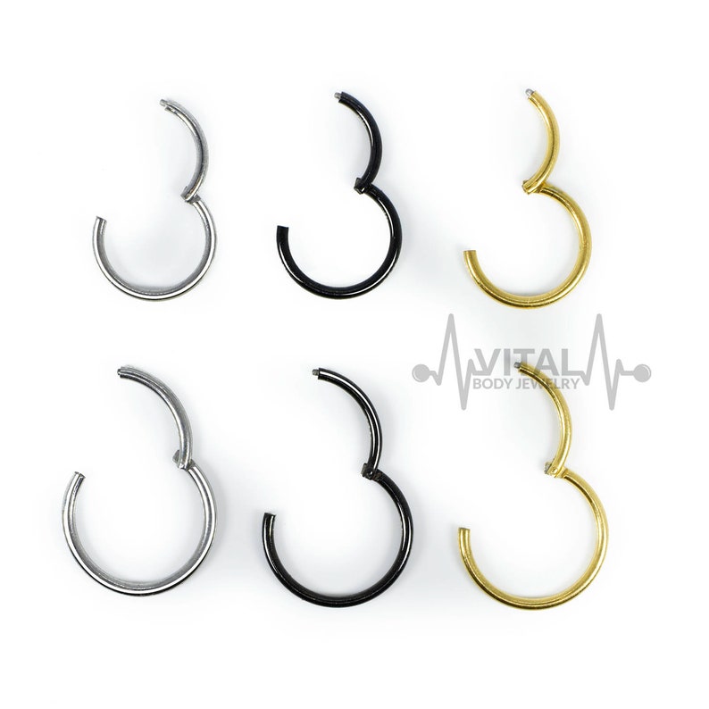 Titanium • Nose Ring, 18G, Septum Ring, Earring, Seamless, Segment Hinged Hoop • Vital Body Jewelry 