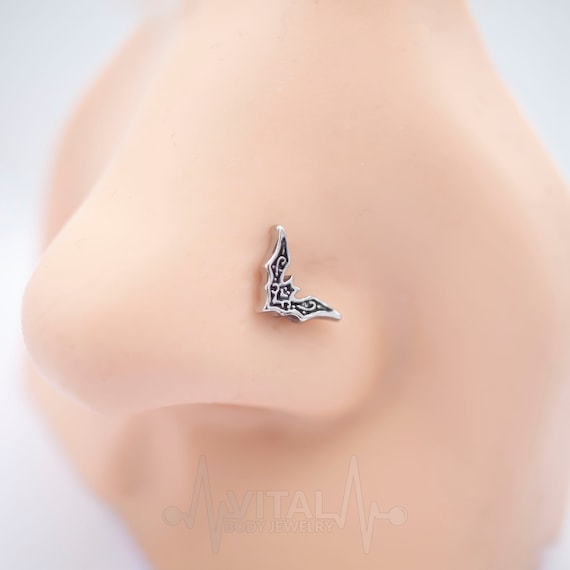 18G and 20G L Shaped Nose Ring Stud, 2mm Cubic Zirconia Clear Gem, Surgical  Steel 