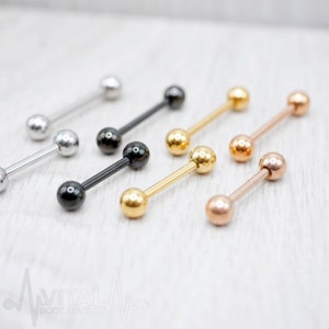 Surgical Steel Nipple Barbells, Tongue Ring , 14G, PVD Coated, Externally Threaded - Vital Body Jewelry