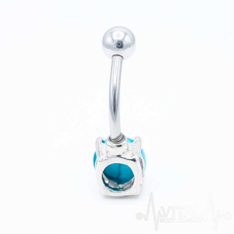 Surgical Steel 14G Turquoise and Howlite Stone Belly Button Ring Externally Threaded