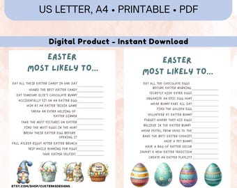 Easter Most Likely To Game: Printable Party Fun (Digital Download)