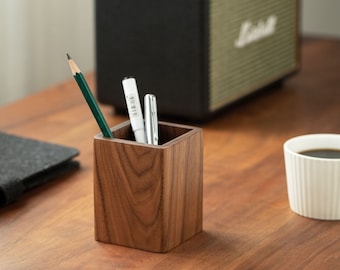 Handmade Walnut Wooden Pen Holder for Desk, Solid Walnut Pencil Holder, Organizer for Pens, Wood Pen Cup, Original Gift