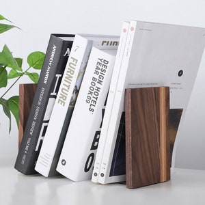 Walnut Wooden Bookends, Wood Book Ends,Maple Bookend,Cherry Handmade Wood Book Holder,Desktop Organize,