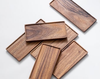 Handgemaakt acacia houten dienblad, natuurlijk houten dienblad organisatie, modern en elegant dienblad voor koffietijd, theetijd, keuken, woonkamer enz.